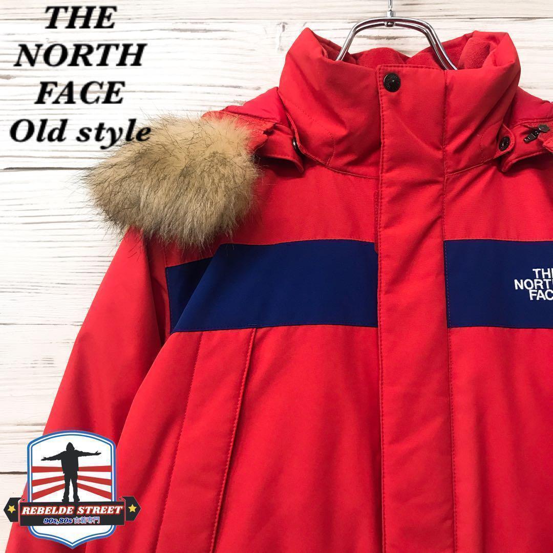 《希少》ザノースフェイス☆ダウンジャケット 150 刺繍ロゴ レッド D568拍卖