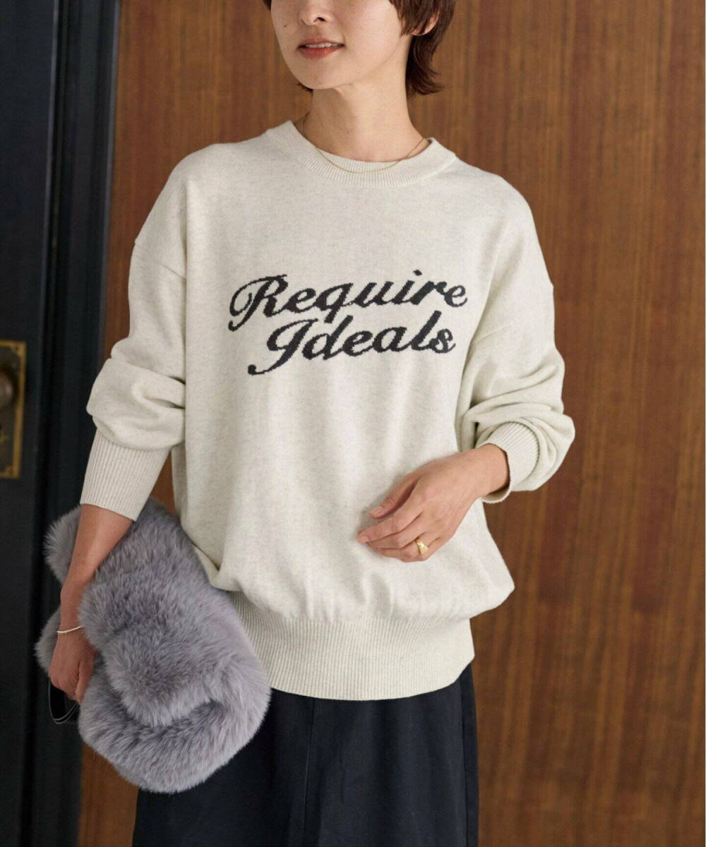 【新品未着用】JOURNAL STANDARD relume●コットンカシミヤロゴニット●手洗いOK●ホワイト A/グレー●ジャーナルスタンダードレリューム拍卖