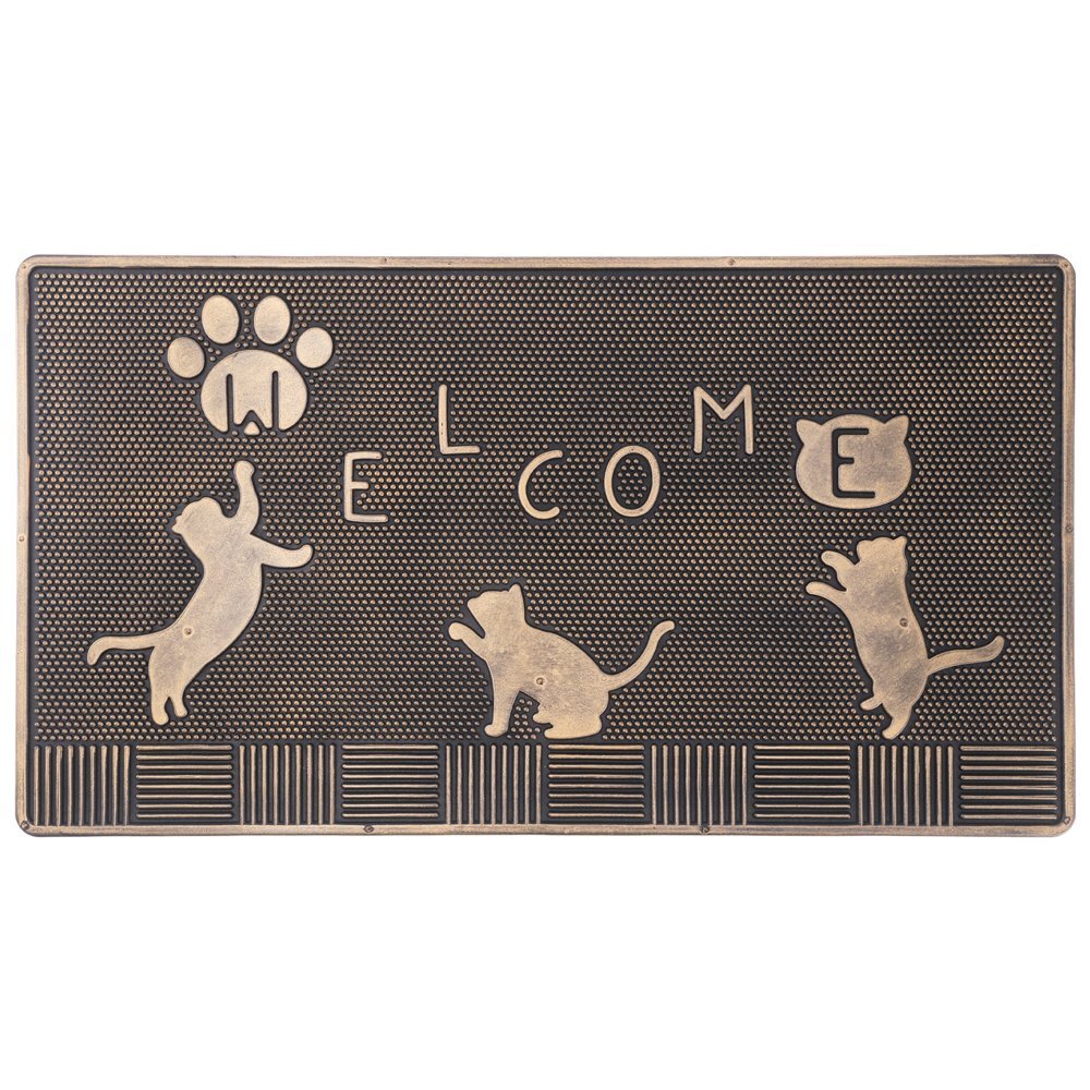 玄関マット ラバー製 水洗い 水拭き 掃除しやすい 猫 ネコ 約横60.0×縦33.0×厚み0.5cm 柔らかい 薄い 送料無料- 80S◇ ラバーマット:ネコ拍卖
