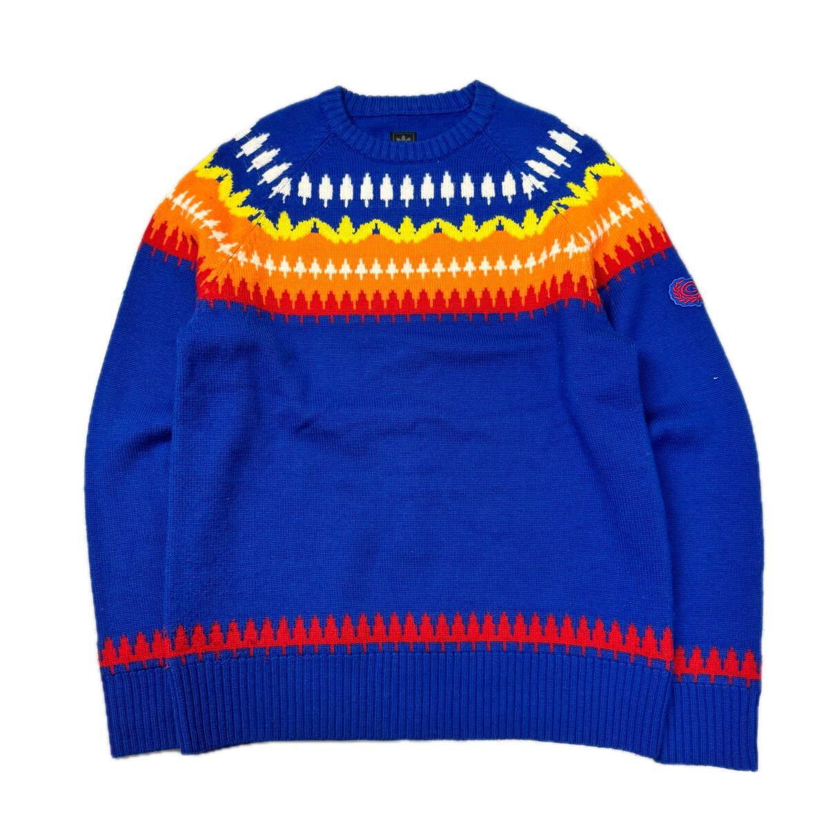 美品 adidas Carlo Gruber アディダス カルログルーバーデザイン トレフォイルxノルディック柄ウールセーターメンズ XO拍卖