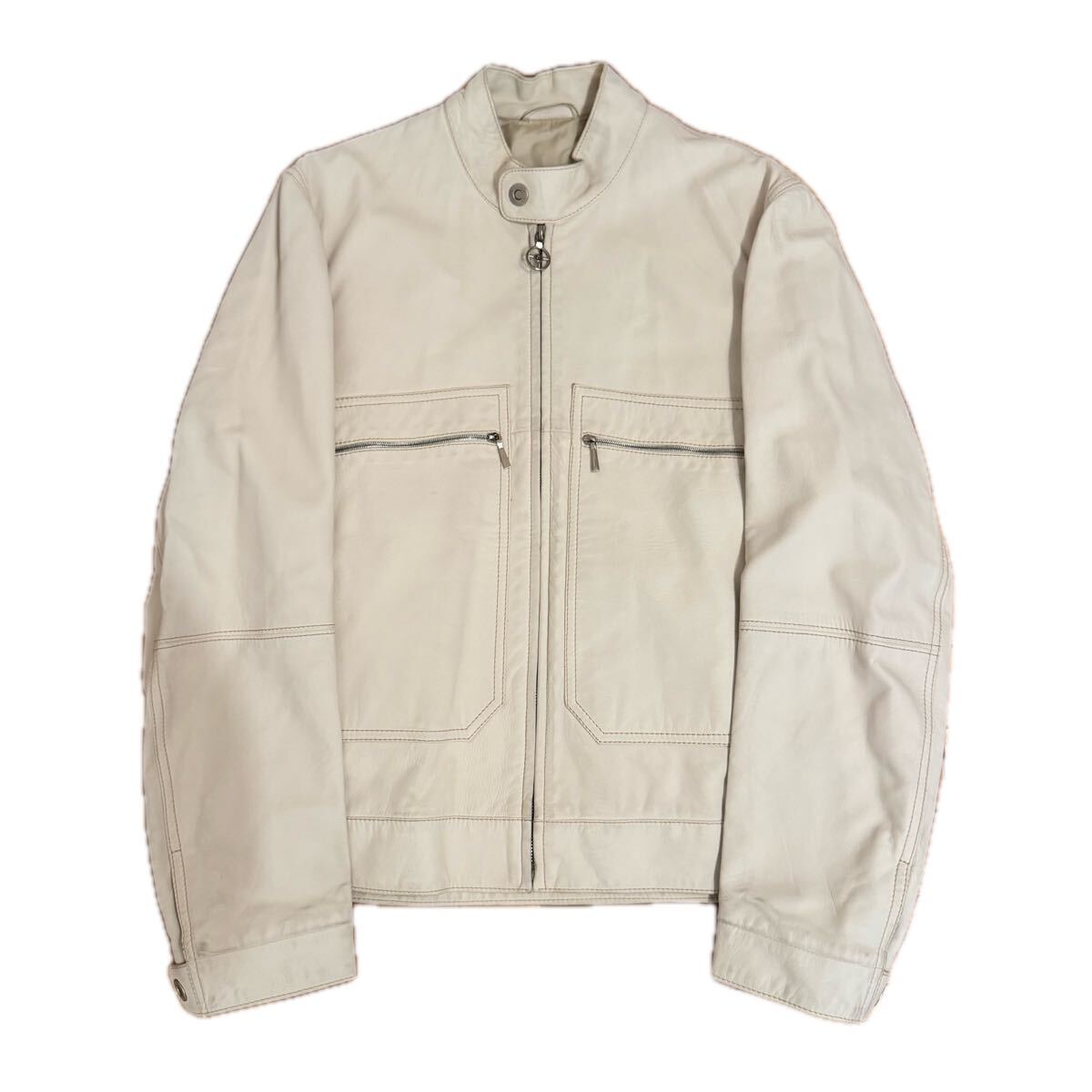 dunhill ダンヒル イタリア製 ラムレザーシングルレザーライダースジャケット ブルゾン XS メンズ 羊革拍卖