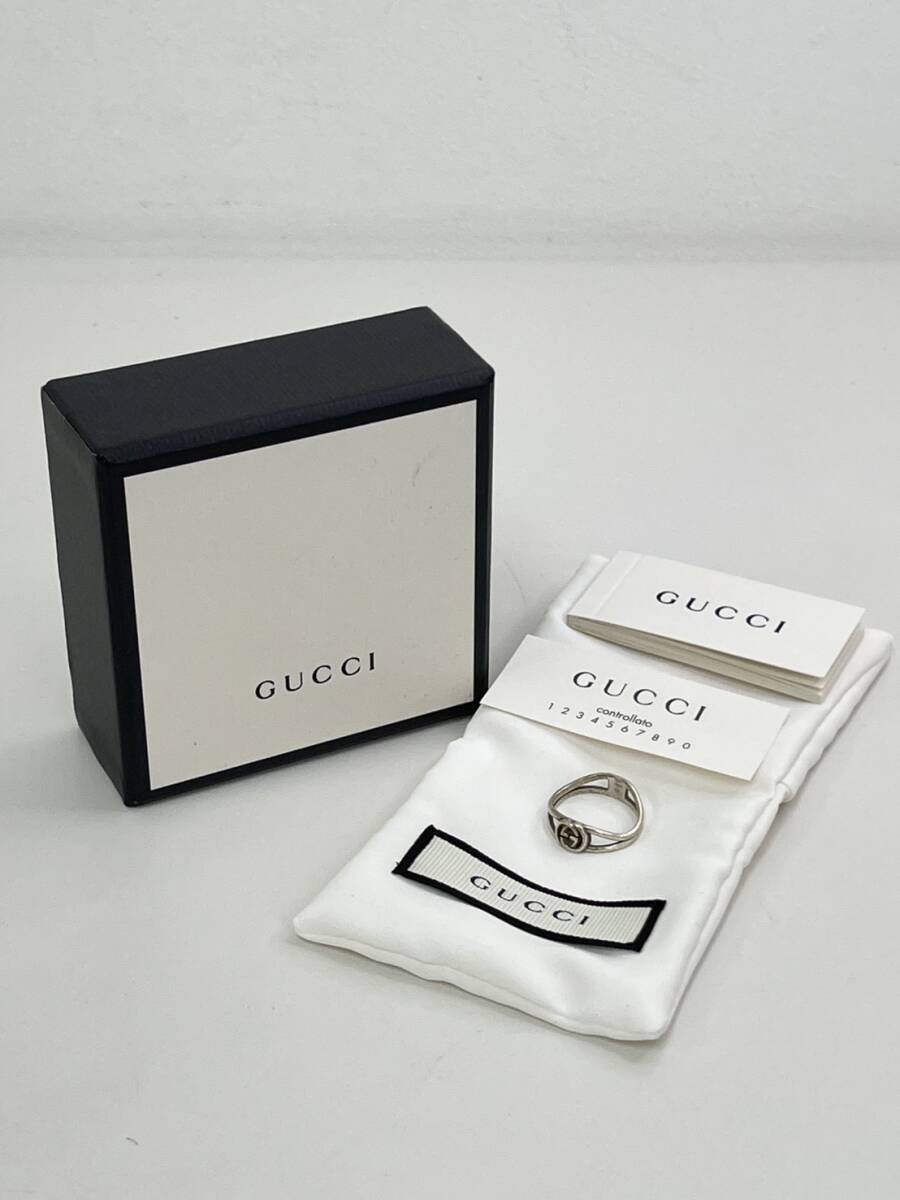 GUCCI グッチ インターロッキング スリムオープンリング SV925 指輪 シルバー Ag925 2.4g箱保存袋付き 【No.4031】拍卖