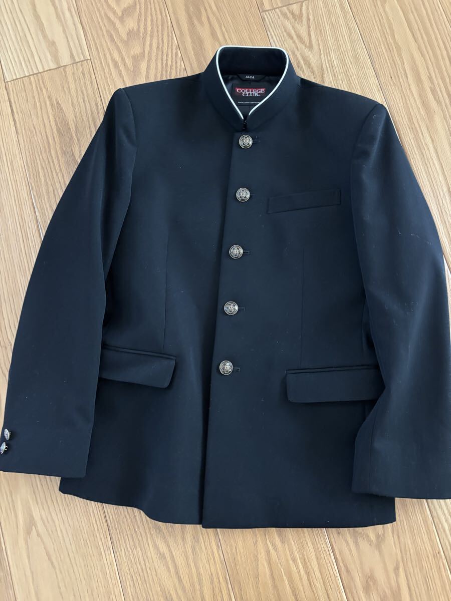 COLLEGE CLUB 学ラン上着 160A 黒 サイズアップ可能 制服 ホームクリーニング済み拍卖