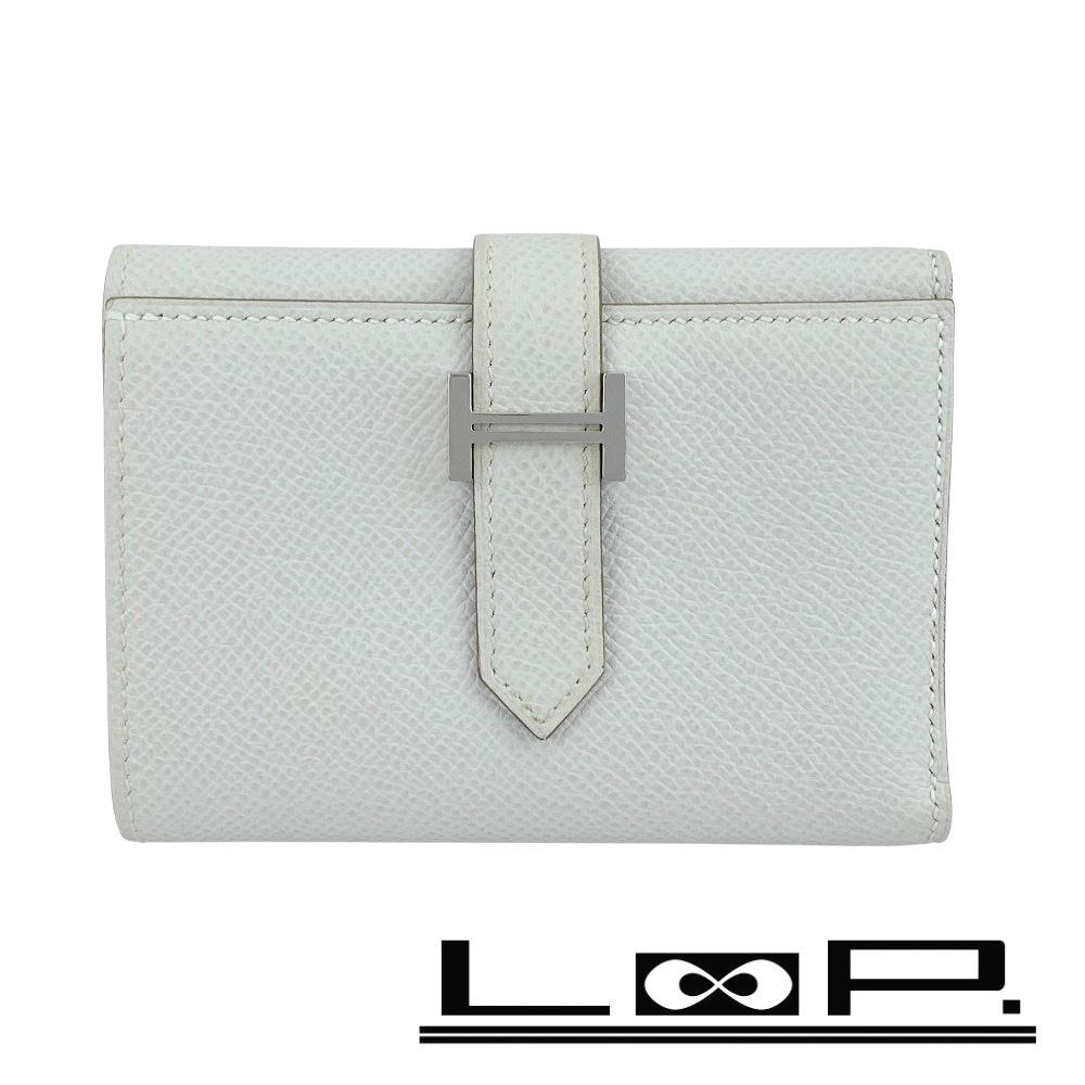 ■美品■ エルメス ベアン コンビネ 三つ折り 財布 コンパクト エプソン グリペール シルバー金具 B刻 箱 【439926】8拍卖