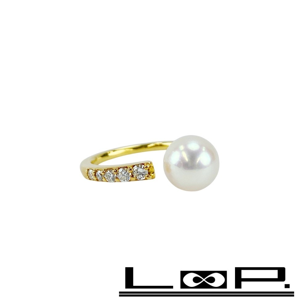 ■新同■ ノンブランド リング 指輪 アクセサリー ゴールド ダイヤ パール K18 D 0.15ct 2.6g P 7.2mm #7.5 【437670】10拍卖