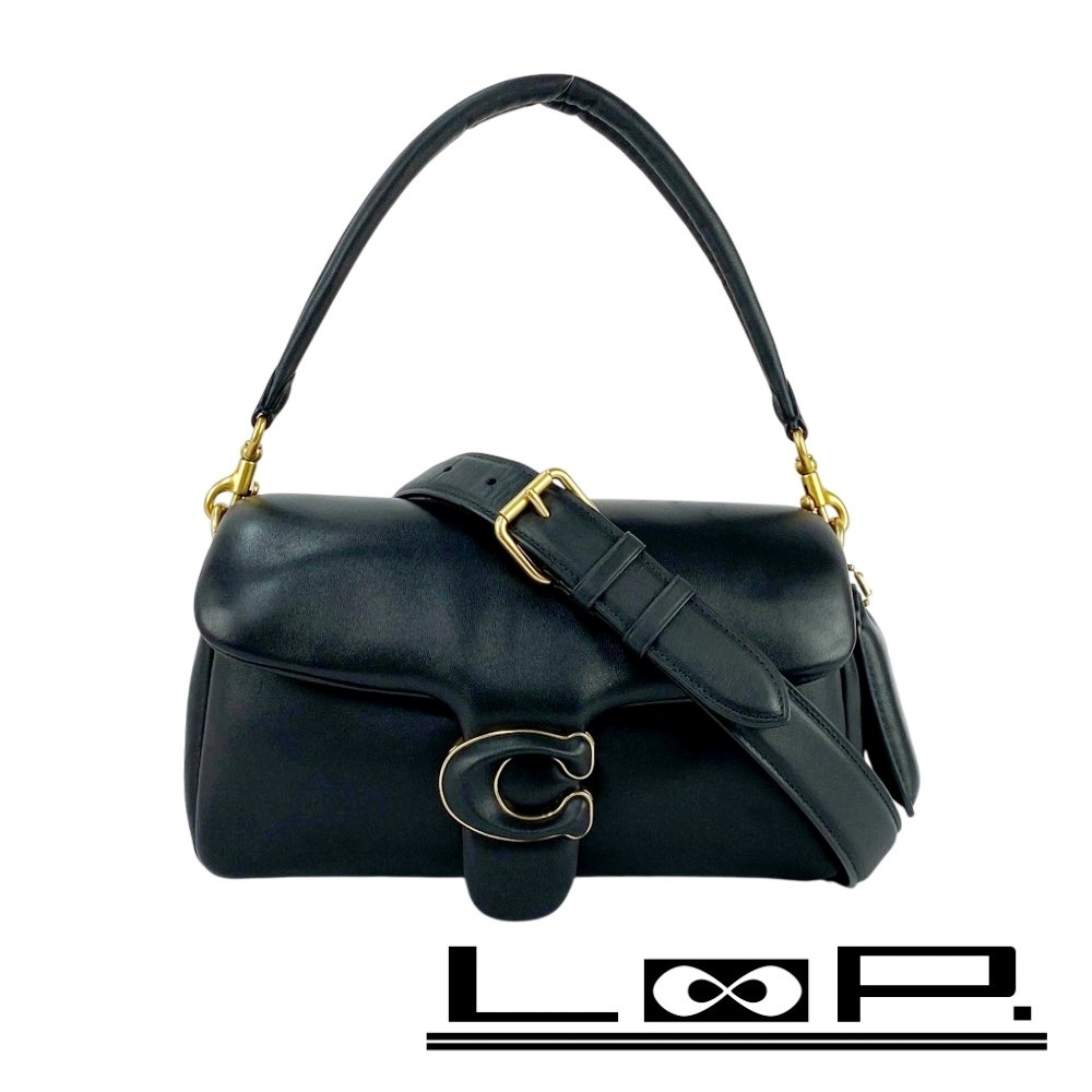 ■美品■ コーチ ピロー タビー 2WAY ショルダー ハンド バッグ GP ナッパ レザー ブラック CR703 【452093】5拍卖
