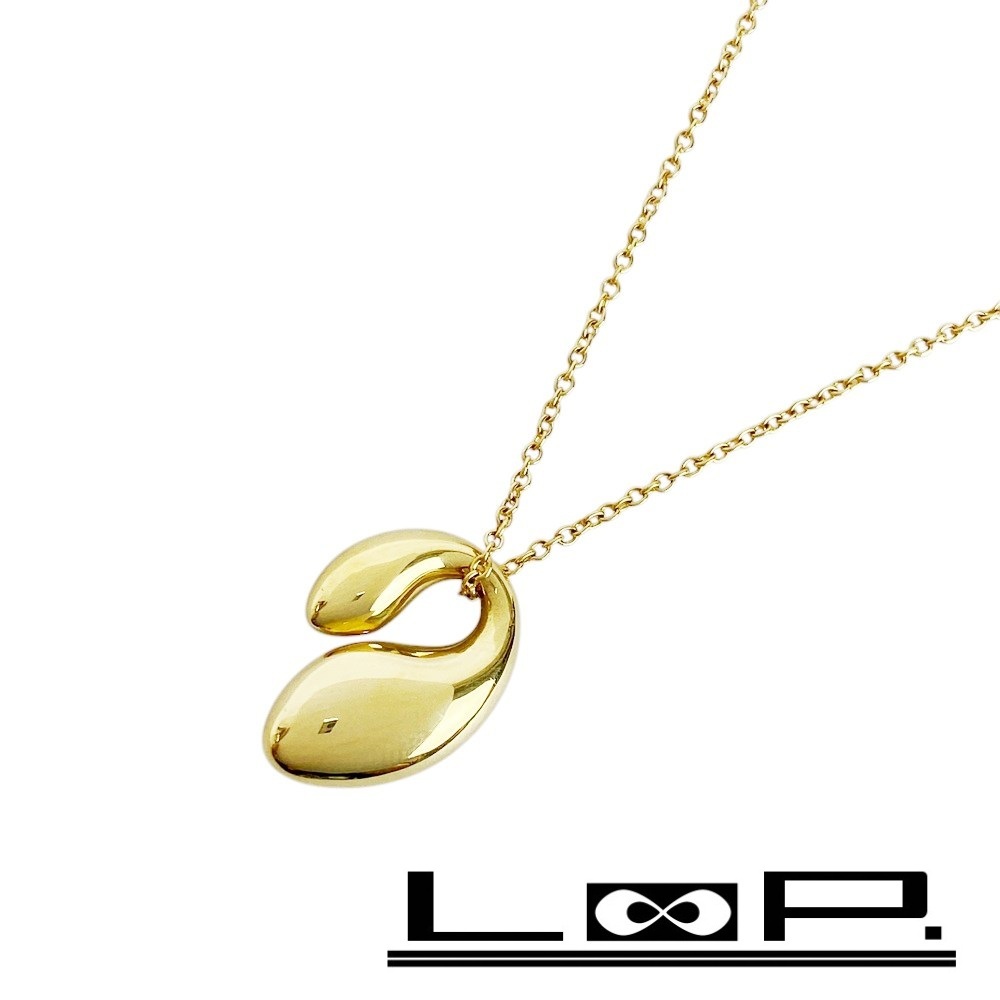 ■新同■ ティファニー ダブルティアドロップ ネックレス アクセサリー ゴールド K18 YG750 3.3g 【387579】3拍卖