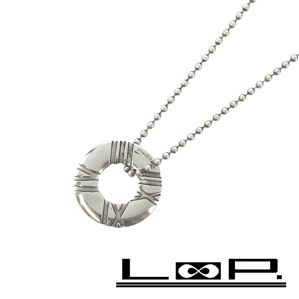 ■中古■50cm■ ティファニー アトラス サークル ロング ネックレス アクセサリー シルバー SV925 【436048】8拍卖