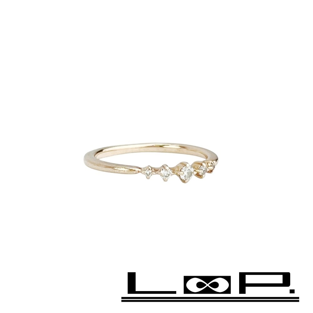 ■美品■ 4℃ ダイヤモンド リング ピンキーリング アクセサリー ゴールド ダイヤ K10 PG 0.8g 3号 【442209】11拍卖