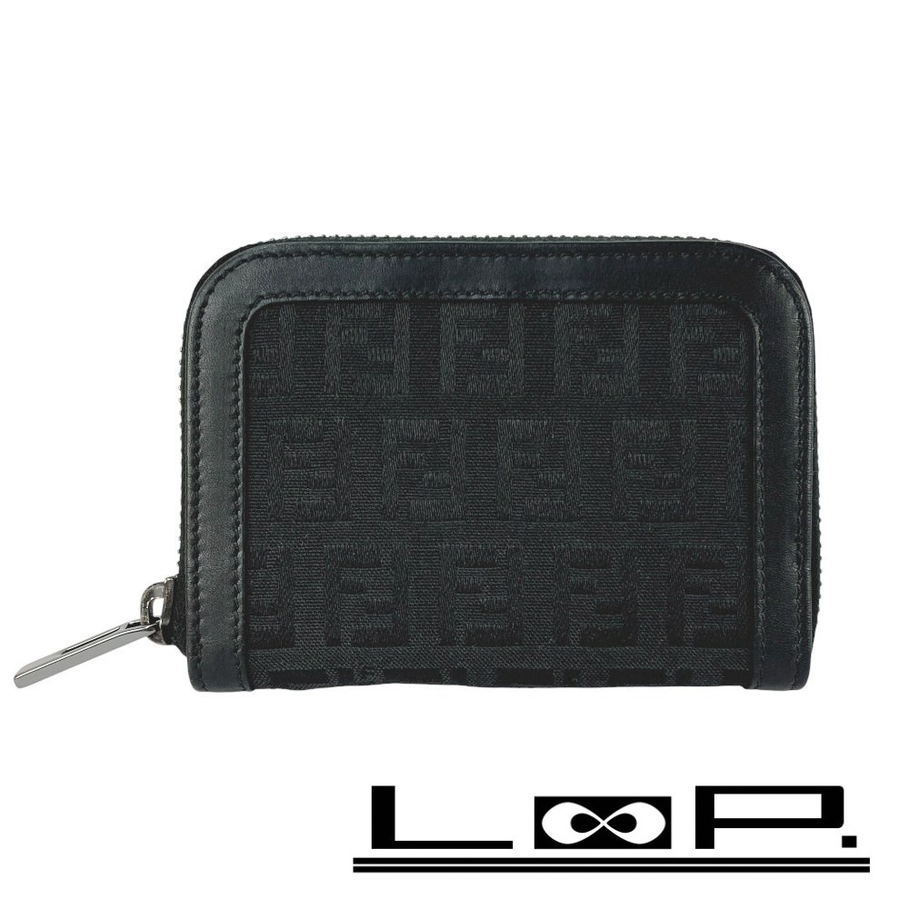 ■美品■ フェンディ ズッキーノ コインケース 財布 キャンバス ブラック 8M0006 箱 【457449】12拍卖