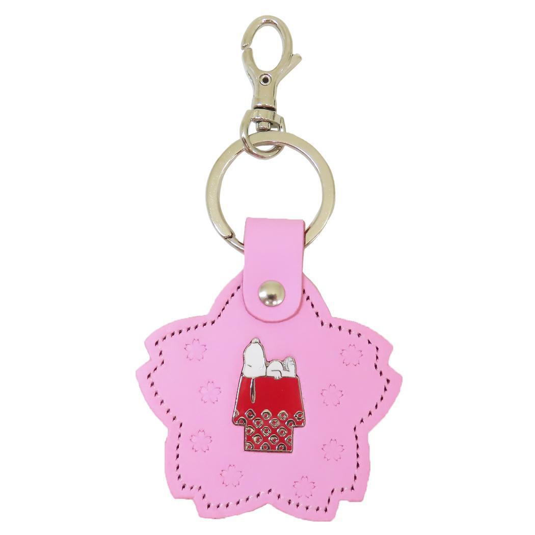 スヌーピー キーリング レザーキーホルダー 桜 ピンク 鹿子模様 ピーナッツ 牛久保工芸社 キーホルダー キャラクター グッズ拍卖