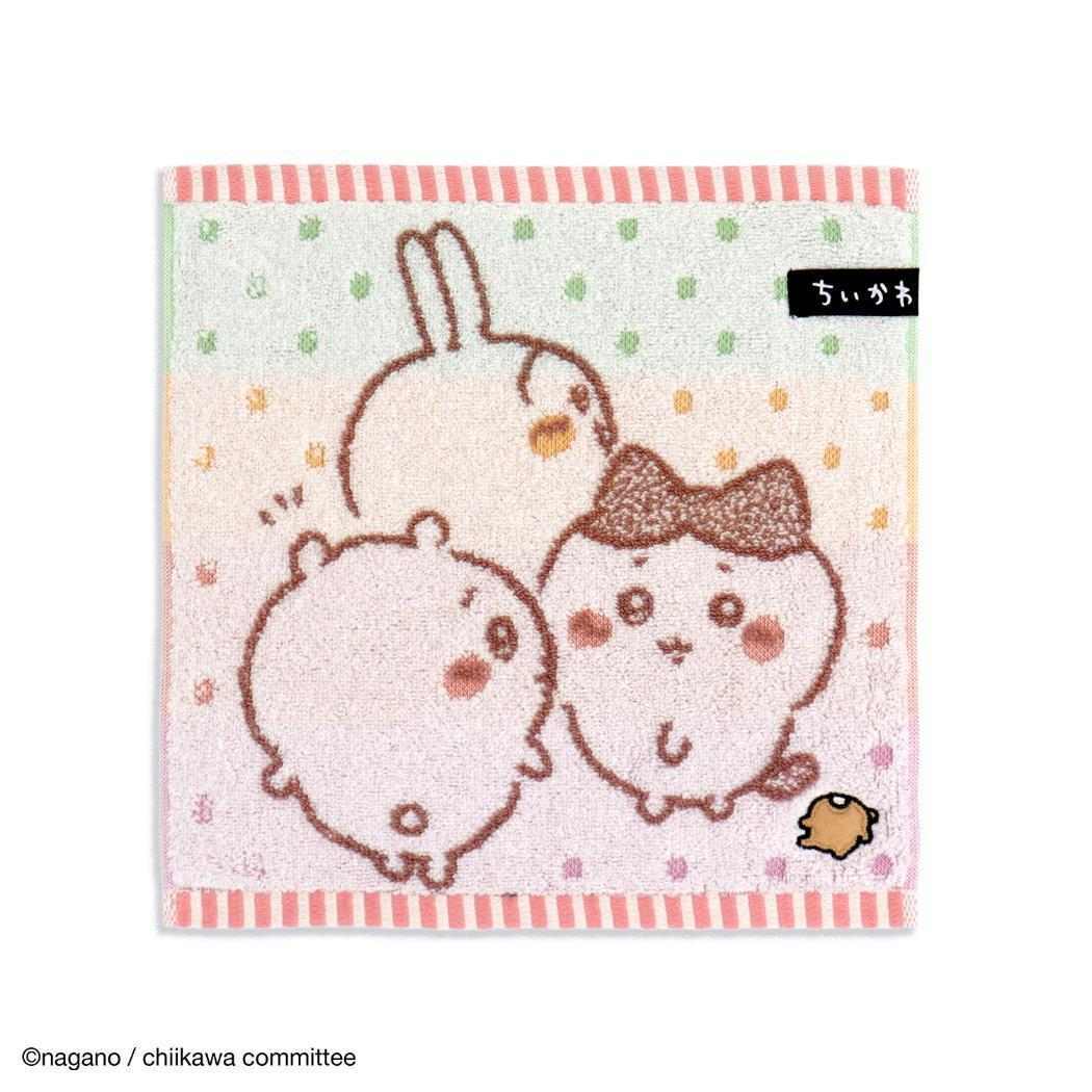 ちいかわ ミニタオル 無撚糸フルフィーコットンタオルハンカチ ともだち ピンク タオル美術館 かわいい プレゼント キャラクター拍卖