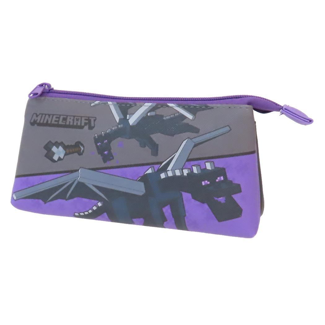 マインクラフト ペンケース スリーポケットポーチ エンダードラゴン&ウォーデン Minecraft 筆箱 新学期準備文具 ゲームキ拍卖