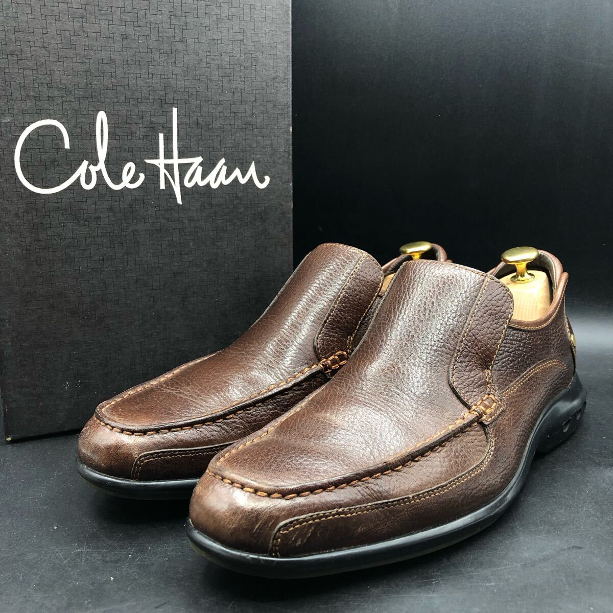 10M4742 COLE HAAN コールハーン レザー シューズ スリッポン メンズ 8W 26.0cm相当 ブラウン 茶拍卖