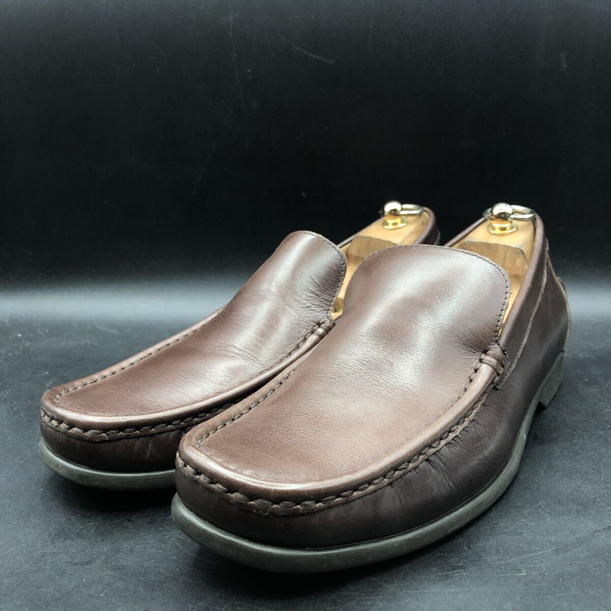 10M4774 良品 REGAL リーガル レザー ローファー シューズ スリッポン メンズ 27.0cm ブラウン 茶 革靴 ビジネスシューズ 拍卖