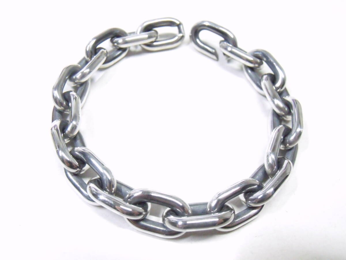 シルバー925 リンク ブレスレット 【ヘビー(極太)タイプ】【Size М 内円周17cm】69g 日本製 長アズキ 小豆 チェーン SILVER拍卖