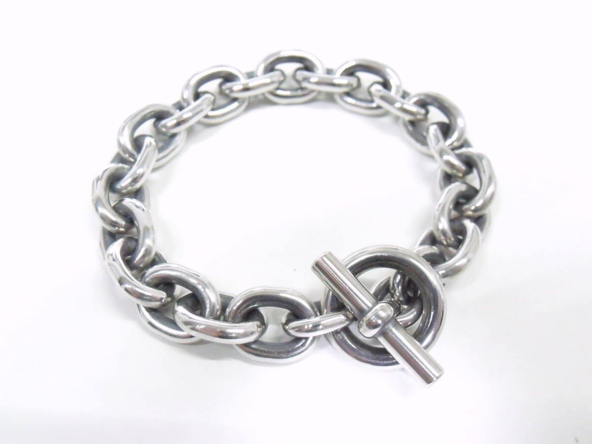 シルバー925 小豆ブレスレット【ヘビー(極太)タイプ】【Size L 内周18.75cm】日本製 重量90g ビンテージ加工 極太 アズキ チェーン SILVER拍卖