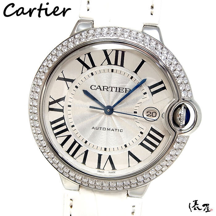 【カルティエ】バロンブルー LM ダイヤベゼル 自動巻 オーバーホール済み 極美品 メンズ 時計 Cartier 俵屋拍卖