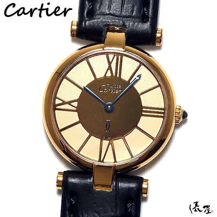 【カルティエ】マストヴァンドーム SM ゴールド4ローマ 極美品 OH済み ヴィンテージ レディース 時計 Cartier 俵屋拍卖