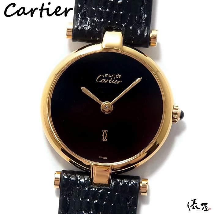 【カルティエ】マストヴァンドーム SM 黒文字盤 OH済み 極美品 レディース ヴィンテージ 時計 Cartier 俵屋拍卖
