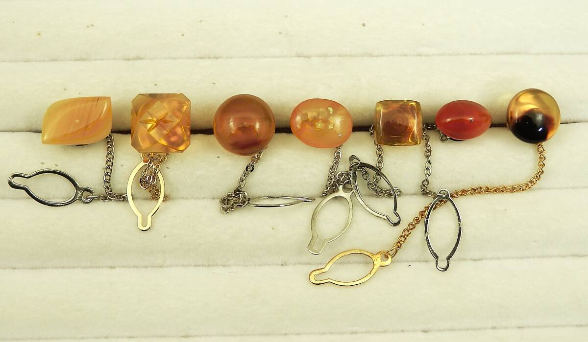 天然琥珀 ロイヤル・レッドアンバー等 タイピン ブローチ 約20.6g 現状品 売り切り拍卖