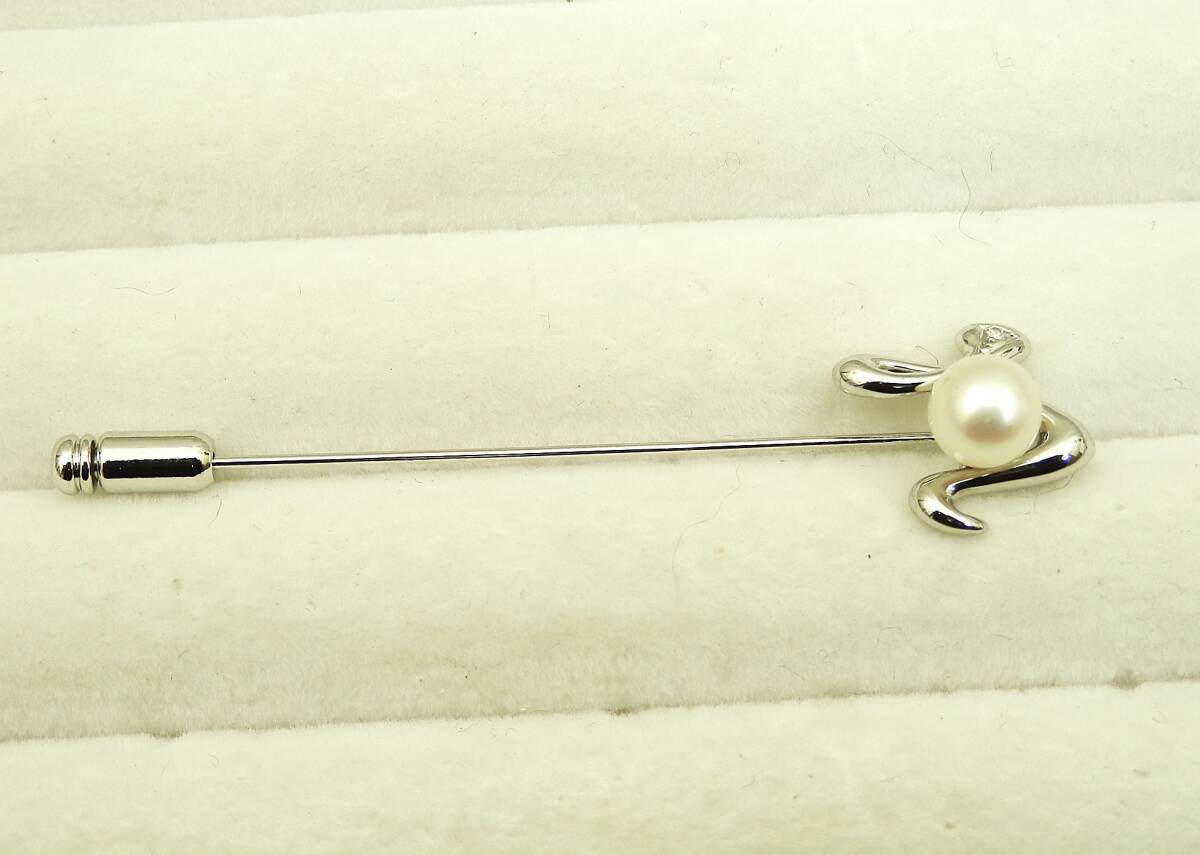 SILVER パール・真珠 ピンブローチ 約2.36g 現状品 売り切り拍卖