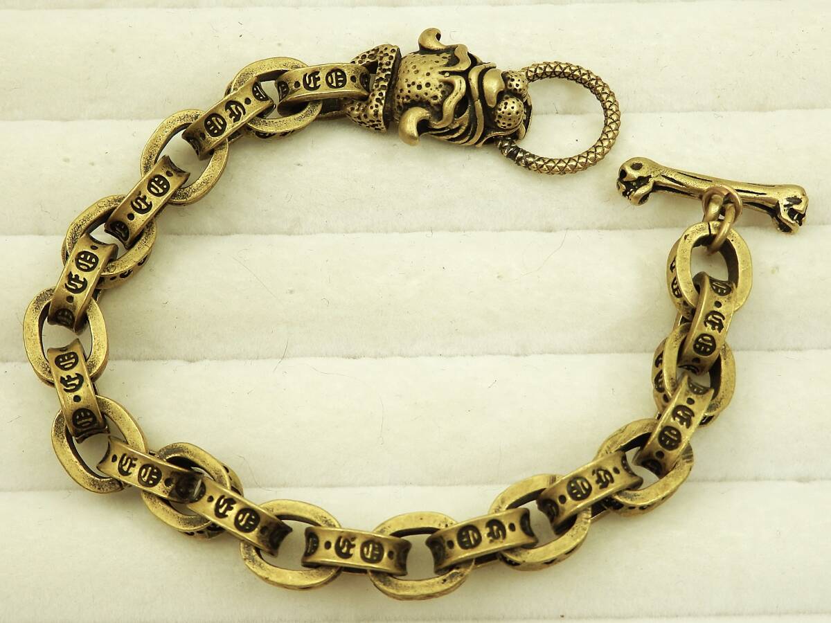 真鍮製 骨をくわえる犬 ブレスレット 22cm 約47.4g 現状品 売り切り拍卖