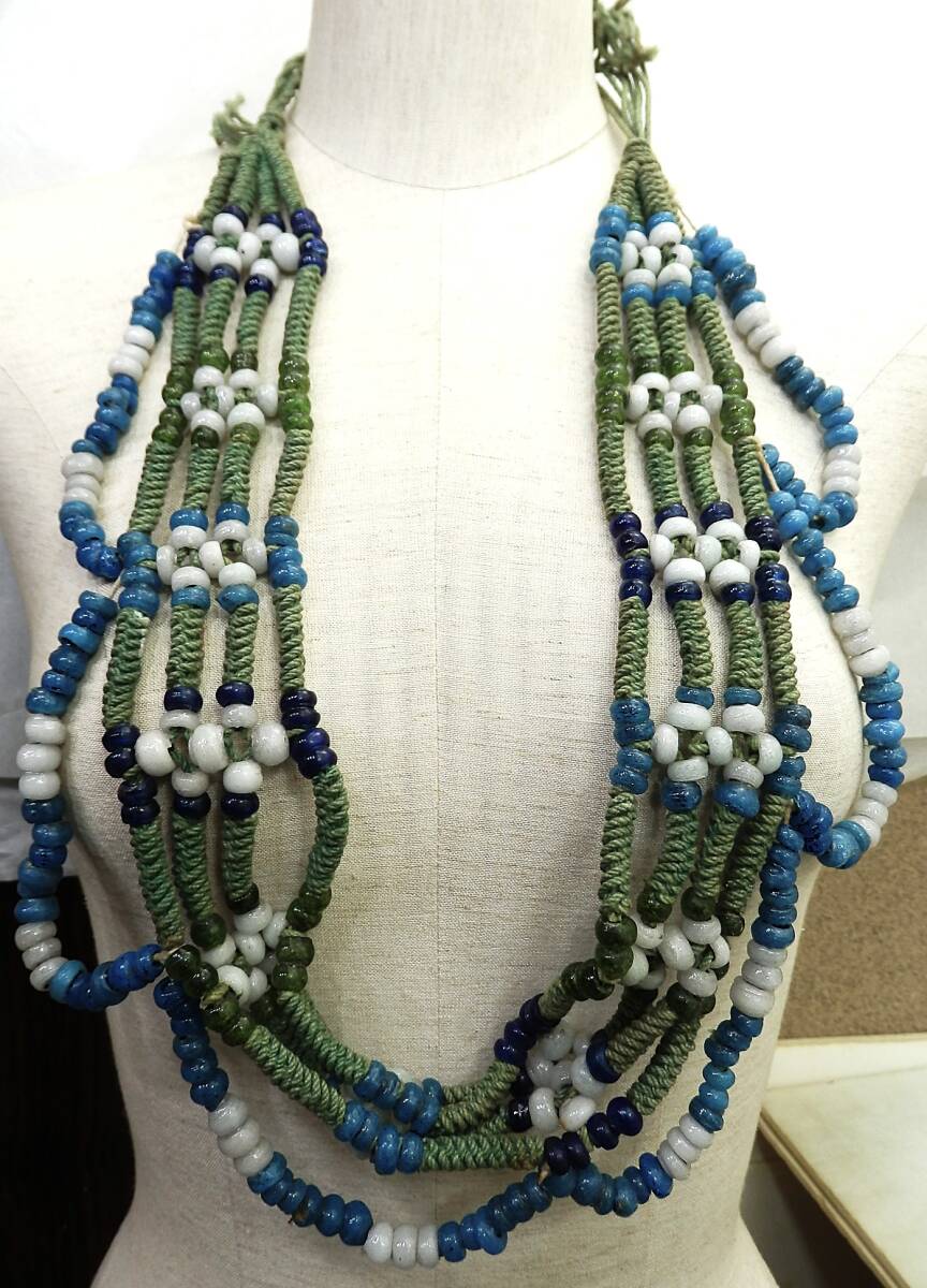 上川アイヌ ガラスビーズ 首飾り 当時物 88cm 約193.25g 現状品 売り切り拍卖