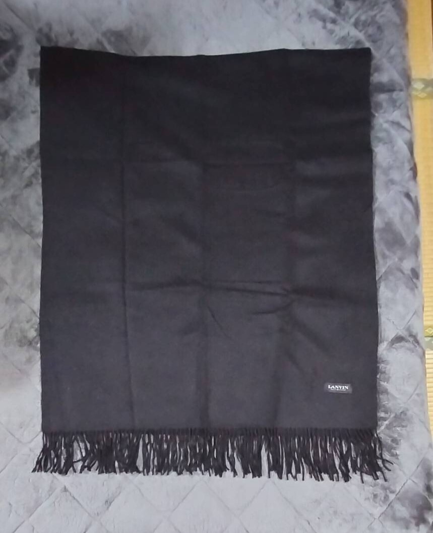 △LANVIN COLLECTION ストール 黒 ブラック拍卖