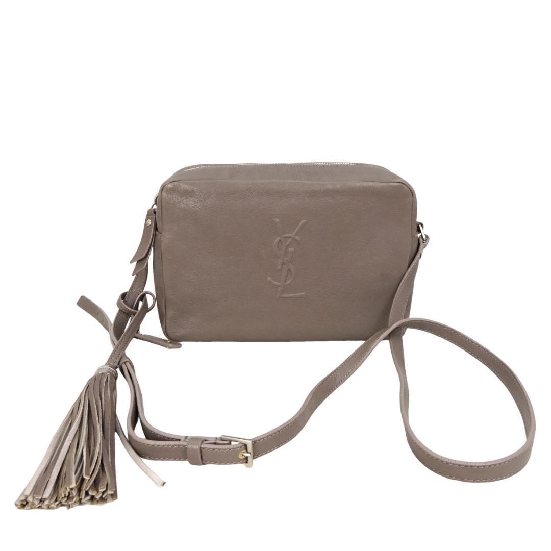 本物 美品■サンローラン パリ■YSL タッセル クロスボディ カメラバッグ グレー レザー 470299 斜めがけショルダーバッグ拍卖