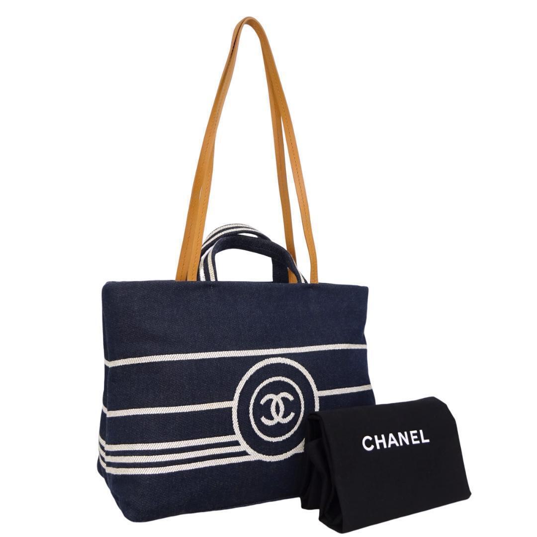 本物 美品■シャネル■ココマーク ネイビーキャンバス トート A92240 ショルダートートバッグ ハンドバッグ拍卖