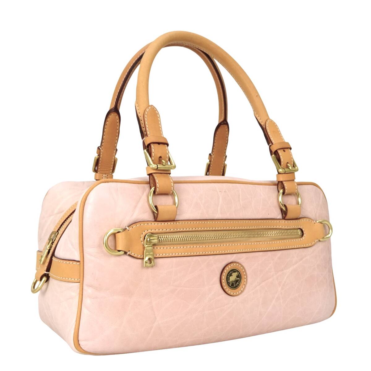 本物 美品■ハンティングワールド■バチュー ピンク ヌメ革 ゴールド ショルダートートバッグ ハンドバッグ拍卖