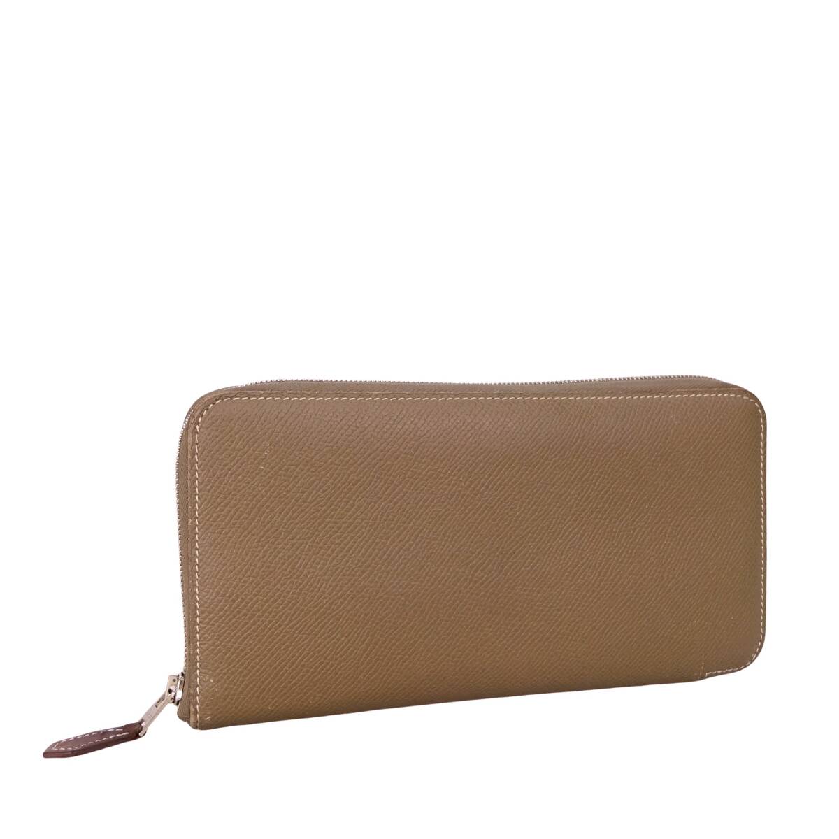 本物 良品■エルメス■エトゥープ アザップ ロング シルクイン アコーディオンジップ エトゥープ ヴォーエプソン ラウンドファスナー長財布拍卖