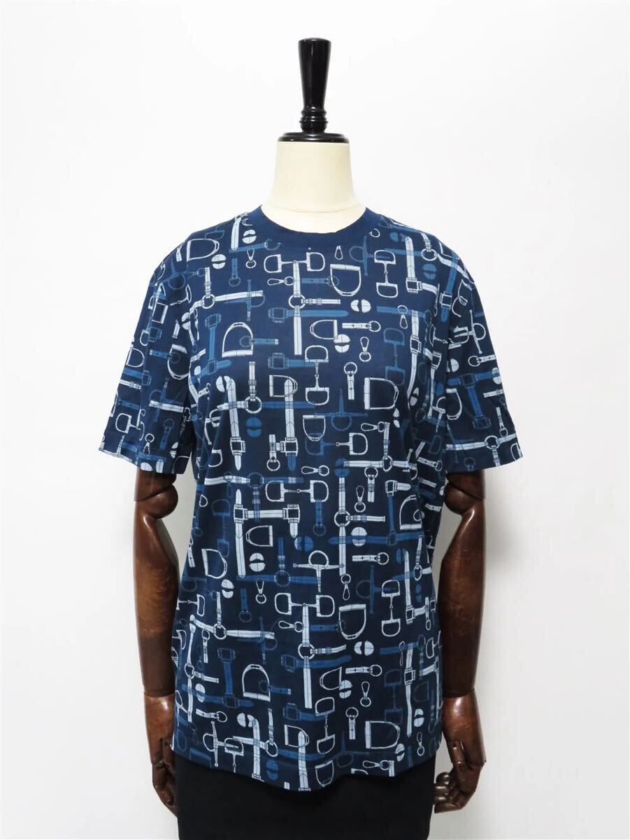 70585 HERMES / エルメス 馬具柄 プリント Tシャツ拍卖