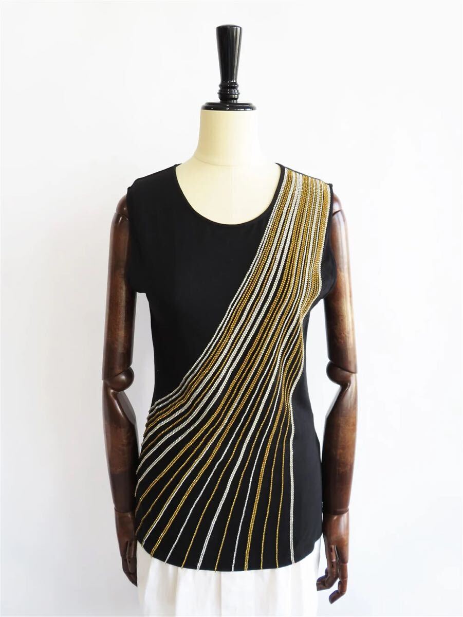 70539 BALMAIN / バルマン クリスタル装飾 スリーブレス プルオーバー拍卖