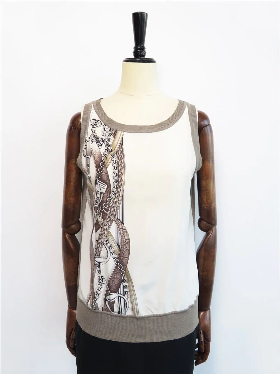 70606 GUCCI / グッチ チェーンプリント スリーブレス トップス拍卖