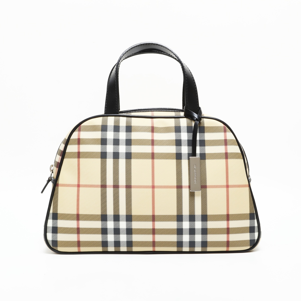 バーバリー BURBERRY ハンドバッグ ノバチェック PVC ボーリング バッグ ベージュ拍卖