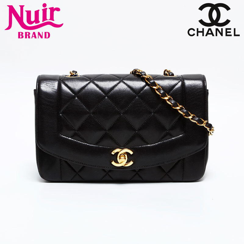 シャネル CHANEL ショルダーバッグ 3番台 1994-1996 ダイアナ スモール ラムスキン マトラッセ ブラック拍卖