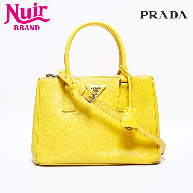 プラダ PRADA ハンドバッグ サフィアーノ レザー 2way イエロー拍卖