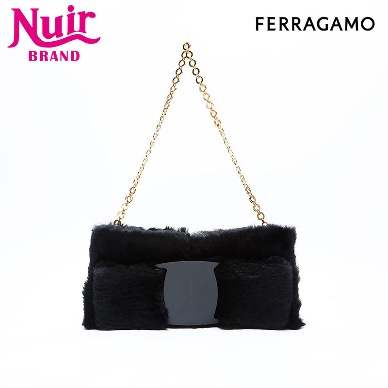 サルヴァトーレフェラガモ Salvatore Ferragamo ショルダーバッグ ラビットファー ヴァラ ブラック拍卖
