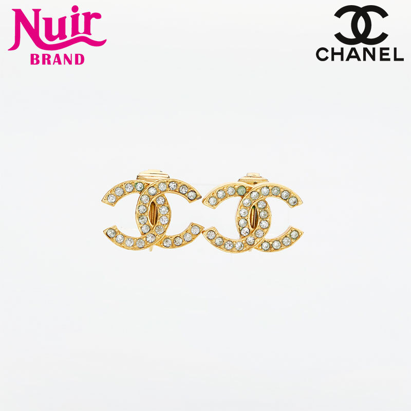 シャネル CHANEL イヤリング ココマーク ラインストーン ゴールド拍卖