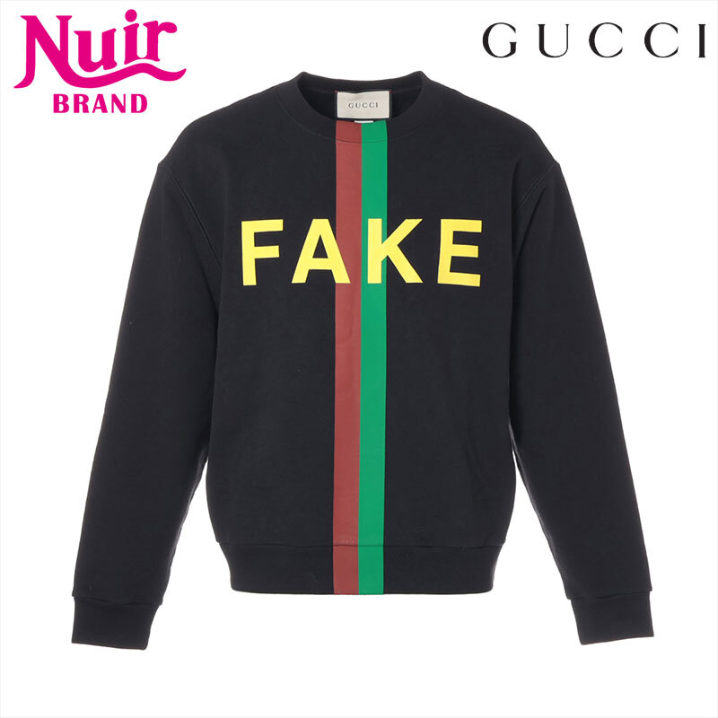グッチ GUCCI スウェット XS Fake Not Print 20AW コットン ブラック拍卖
