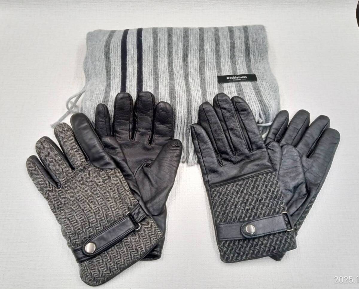 【S258】マフラー・手袋セット/メンズ/冬支度/コムサ・ZARA・DoubieFocus/3点まとめて拍卖