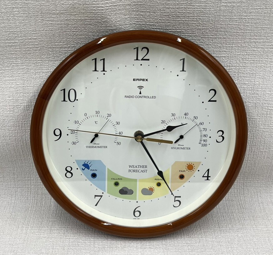 【S274】EMPEX/エンペックス/ウェザーパル電波時計/BW-873/1台4役/温度湿度計付き/お天気電波時計/動作確認済み/中古拍卖