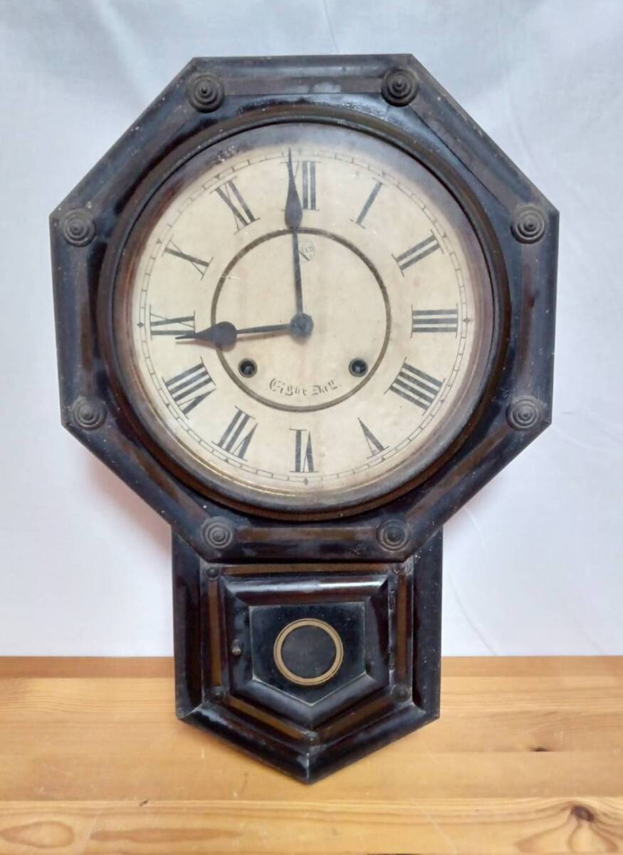 【S337】振り子時計/京都時計/八角ゼンマイ時計/昭和レトロ/アンティーク/ジャンク/現状品拍卖