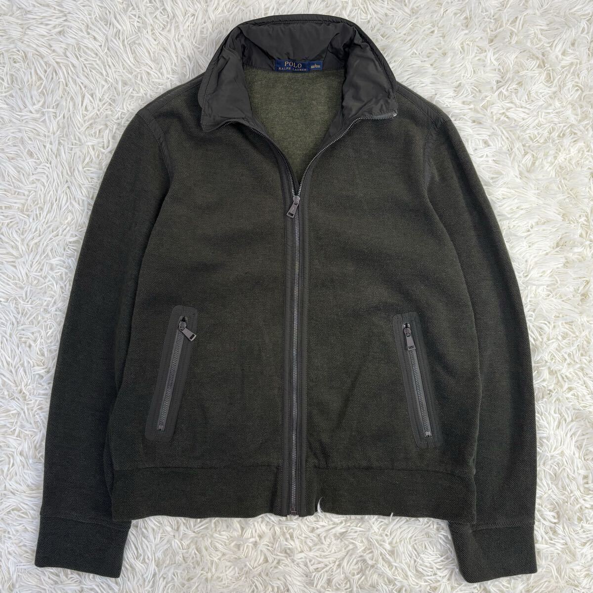 『激レア!』POLO RALPH LAUREN ポロ ラルフローレン 鹿子ニット ドライバーズジャケット L カーキ ブルゾン 国内正規品拍卖