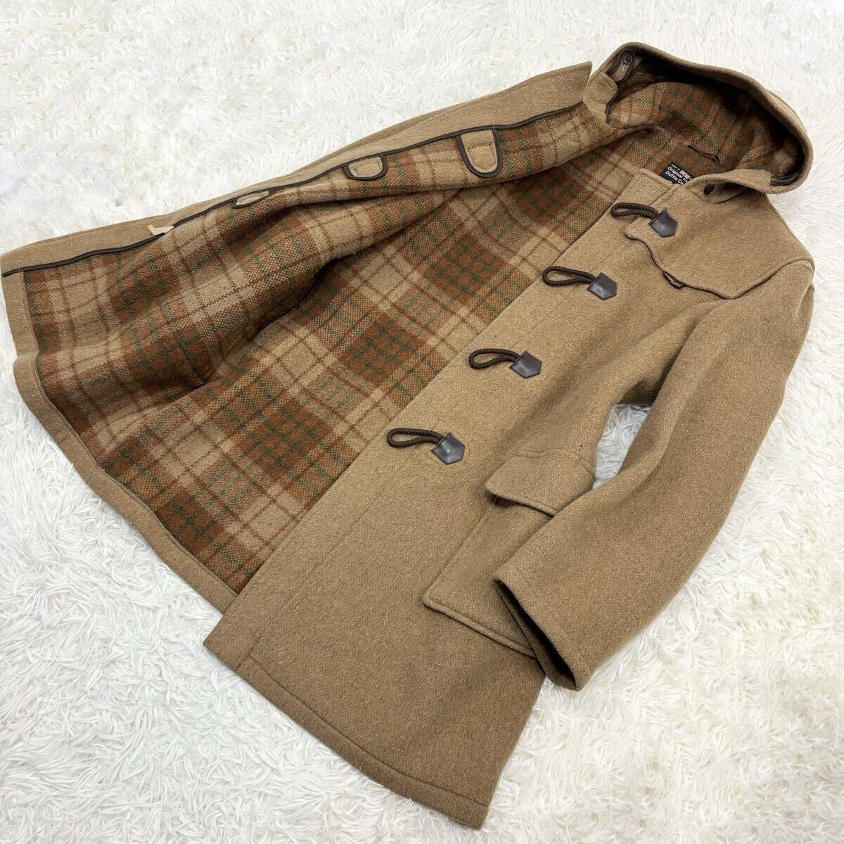 『英国老舗!』イングランド製 GLOVERALL グローバーオール メルトンウール ダッフルコート 52 XL程度 ブラウン 茶 水牛トグル拍卖