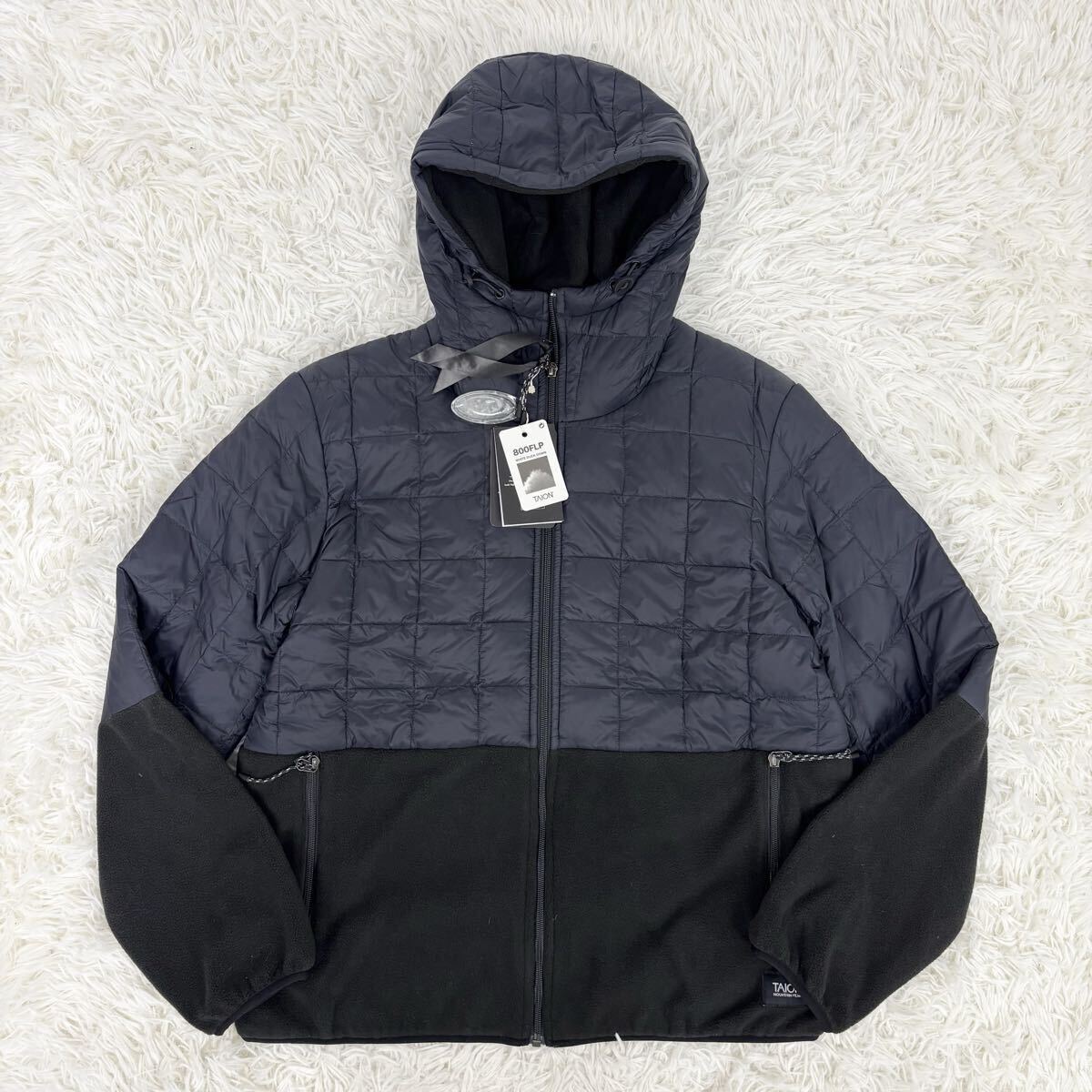 『新品タグ付き!』TAION 体温 タイオン 106WZFDMT 800FLP フリースコンビハイネックZIPフードダウンジャケット ブラック M拍卖