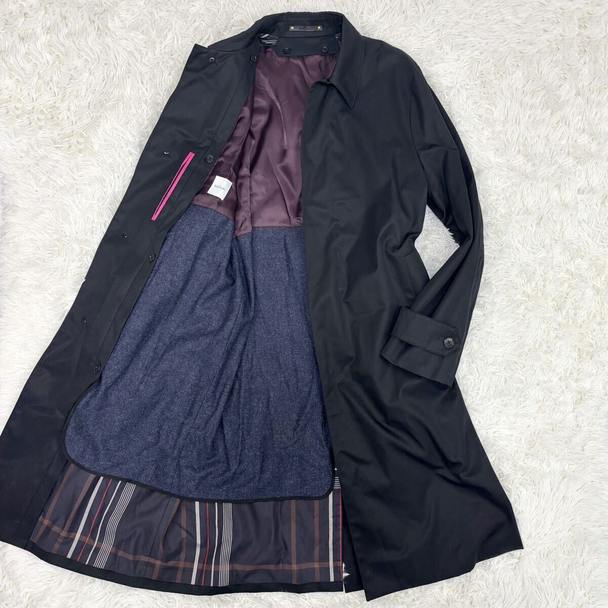 『奇跡のXL2!近年アイテム!』Paul Smith ポールスミス ライナー取り外し可 ステンカラーコート ブラック 黒 日本製 拍卖