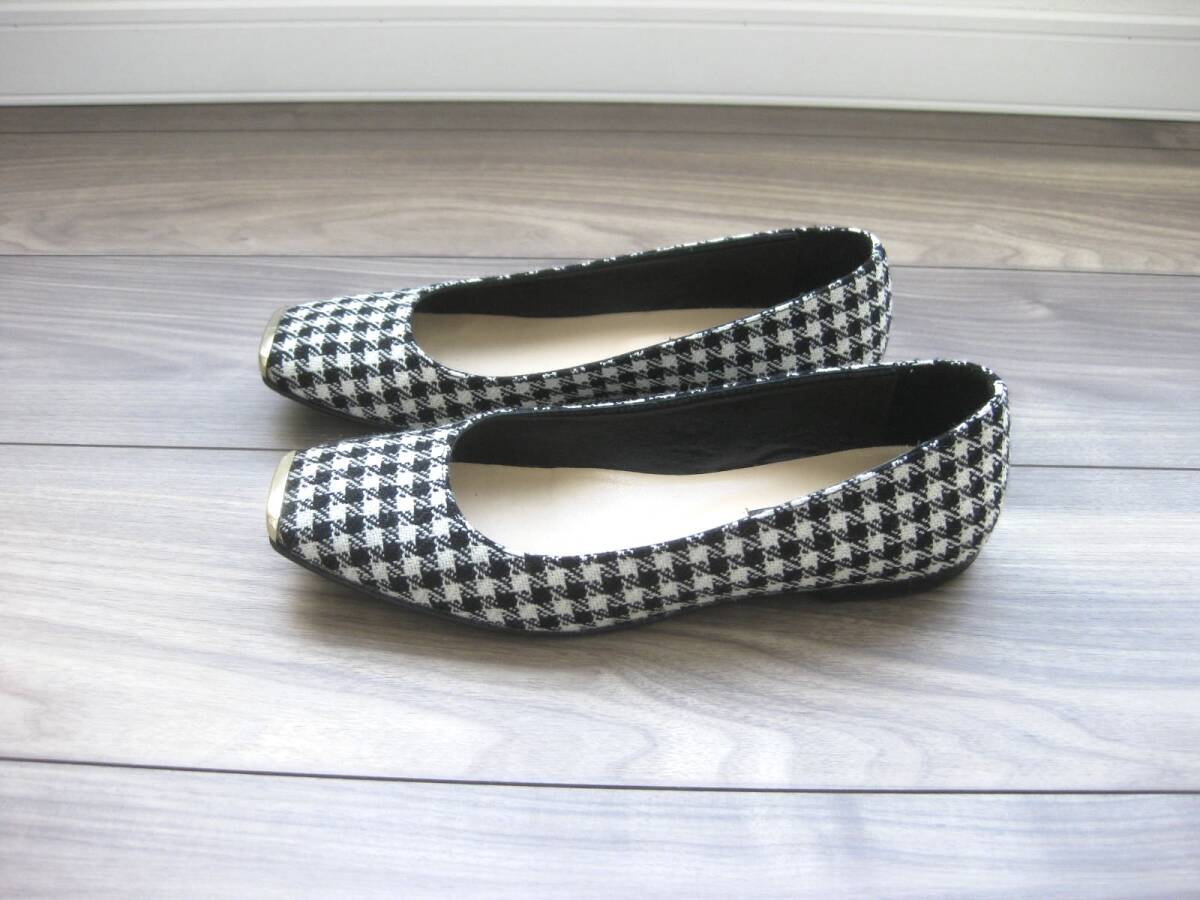 ☆ファビオルスコーニ☆フラットシューズ☆スクエアトゥ☆35(22.5cm)☆BLACK×WHITE☆イタリア製☆FABIO RUSCONI拍卖